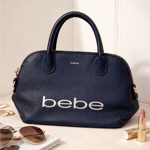 Bebe Black & Gold pebbled leather logo purse